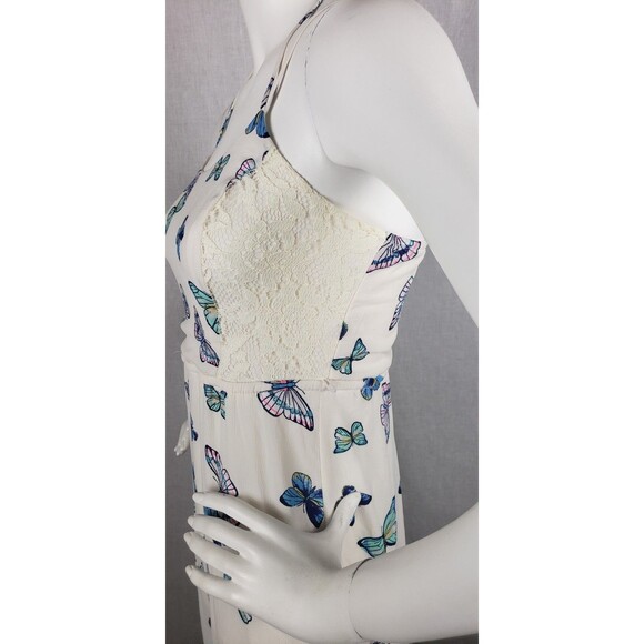 Candie's Dress Womens XS White Butterfly Print Lace Maxi Fairycore Summer Boho - Picture 3 of 9